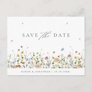 Kleurrijke Spring Wildflower Meadow Save the Date Briefkaart