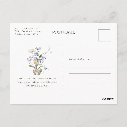 Kleurrijke Spring Wildflower Meadow Save the Date Briefkaart (Achterkant)