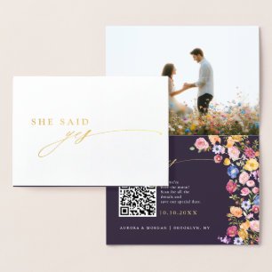 Kleurrijke Spring Wildflower Meadow Save the Date Folie Kaarten