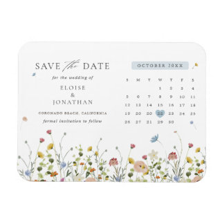 Kleurrijke Spring Wildflower Meadow Save the Date Magneet