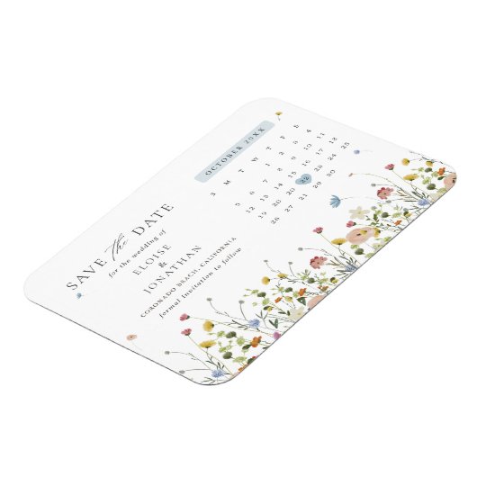 Kleurrijke Spring Wildflower Meadow Save the Date Magneet (Linkerzijde)