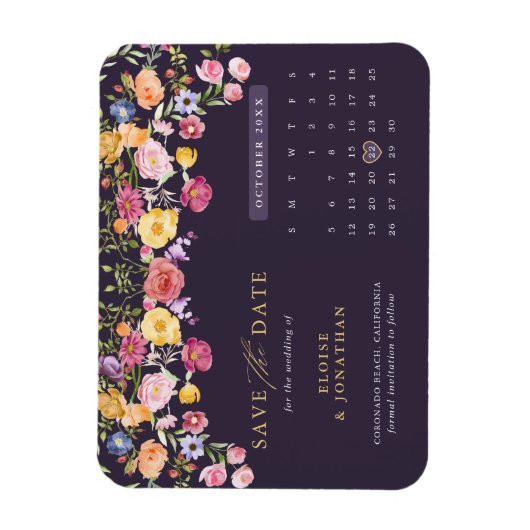 Kleurrijke Spring Wildflower Meadow Save the Date Magneet (Verticaal)