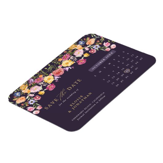 Kleurrijke Spring Wildflower Meadow Save the Date Magneet (Linkerzijde)