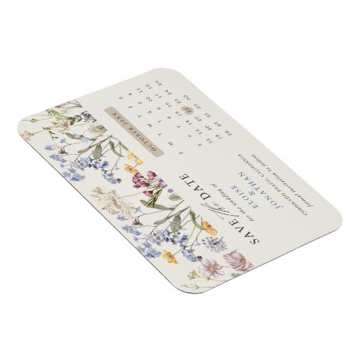 Kleurrijke Spring Wildflower Meadow Save the Date Magneet (Rechterzijde)