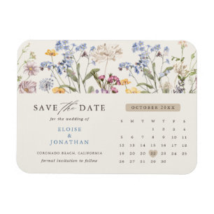 Kleurrijke Spring Wildflower Meadow Save the Date Magneet