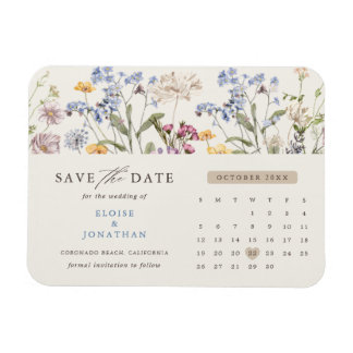 Kleurrijke Spring Wildflower Meadow Save the Date Magneet