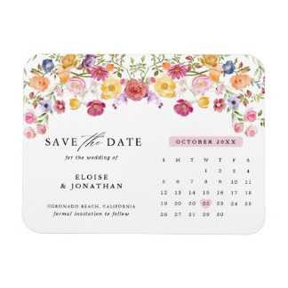 Kleurrijke Spring Wildflower Meadow Save the Date Magneet