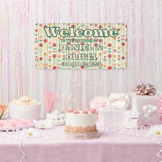 Kleurrijke Spring Wildflower Meadow Seating Charts Spandoek (Feest)