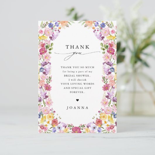 Kleurrijke Spring Wildflower Meadow Vrijgezellenfe Bedankkaart (Staand voorkant)