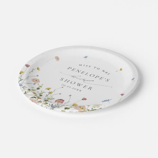 Kleurrijke Spring Wildflower Meadow Vrijgezellenfe Papieren Bordje (Gekanteld)