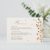 Kleurrijke Spring Wildflower Meadow Wedding Detail Informatiekaartje (Staand voorkant)