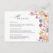 Kleurrijke Spring Wildflower Meadow Wedding Detail Informatiekaartje (Voorkant)