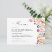 Kleurrijke Spring Wildflower Meadow Wedding Detail Informatiekaartje (Staand voorkant)