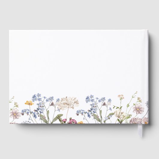 Kleurrijke Spring Wildflower Meadow Wedding Gold Gastenboek (Achterkant)