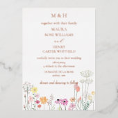 Kleurrijke Spring Wildflower Monogram Folie Uitnodiging (Voorkant)