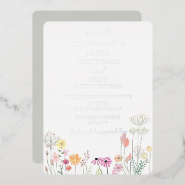 Kleurrijke Spring Wildflower Monogram Folie Uitnodiging