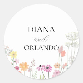 Kleurrijke Spring Wildflower Ronde Sticker