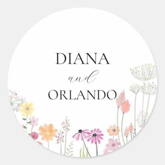 Kleurrijke Spring Wildflower Ronde Sticker (Voorkant)