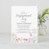 Kleurrijke Spring Wildflower verlovingsfeest Kaart (Staand voorkant)