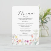 Kleurrijke Spring Wildflower Wedding Menu Uitnodig (Staand voorkant)