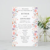 Kleurrijke Spring Wildflower Wedding Program (Staand voorkant)