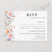 Kleurrijke Spring Wildflower Wedding RSVP Informatiekaartje (Voorkant)