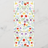 Kleurrijke Spring Wildflower Witte Bloemen Huwelij Menu (Achterkant)