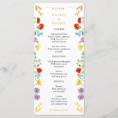 Kleurrijke Spring Wildflower Witte Bloemen Huwelij Menu (Voorkant)