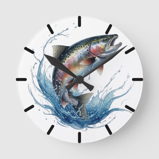 Kleurrijke Springende Forel Visserij Klok (Voorkant)