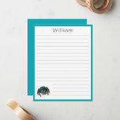 Kleurrijke Springende Spin Flat Kinderen Gelijnd Notitiekaartje (Voorkant / Achterkant in situ)