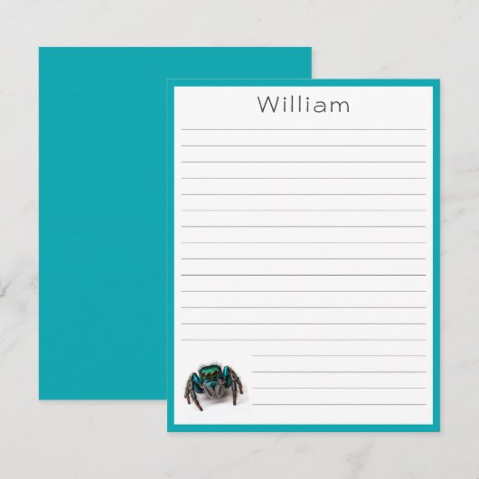 Kleurrijke Springende Spin Flat Kinderen Gelijnd Notitiekaartje (Voorkant / Achterkant)