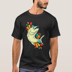 Kleurrijke Springende Vis Humor Spatscène Oceaan T-shirt