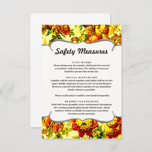 Kleurrijke Springtime Bruiloft Veiligheidsmaatrege Informatiekaartje (Voorkant / Achterkant)