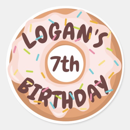 Kleurrijke Sprinkels Donut Verjaardag Ronde Sticker (Voorkant)