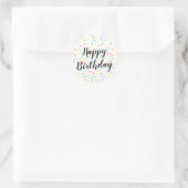 Kleurrijke Sprinkle Confetti Lines Happy Birthday Ronde Sticker (Tas)