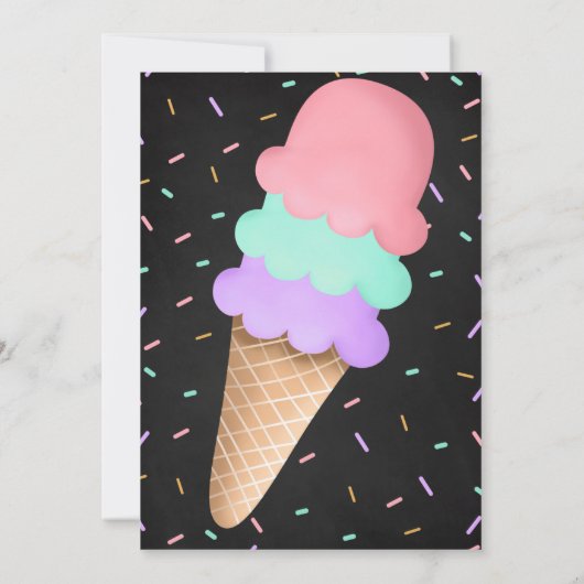 Kleurrijke Sprinkles Black Ice Cream uitnodiging (Achterkant)