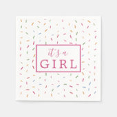 Kleurrijke Sprinkles Het is een meisje Baby shower Servet (Voorkant)