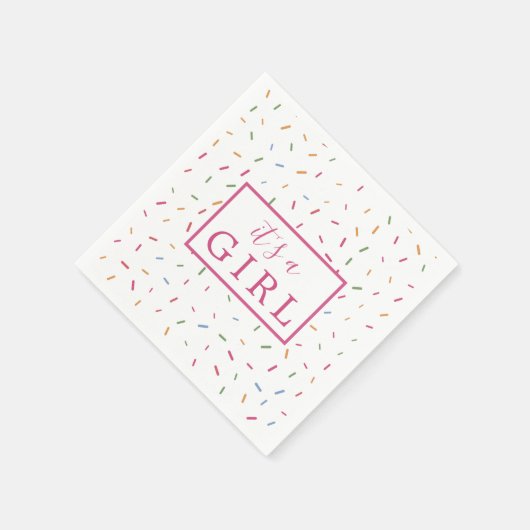 Kleurrijke Sprinkles Het is een meisje Baby shower Servet (Hoek)