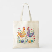 Kleurrijke sprookje kip en ei illustratie tote bag (Achterkant)
