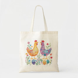 Kleurrijke sprookje kip en ei illustratie tote bag