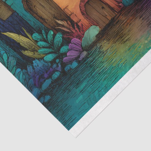 KLEURRIJKE SPROOKJESDORP DECOUPAGE WEEFSELPAPIER TISSUEPAPIER (Detail)