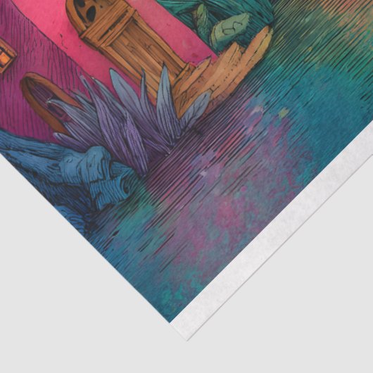 KLEURRIJKE SPROOKJESDORP DECOUPAGE WEEFSELPAPIER TISSUEPAPIER (Detail)