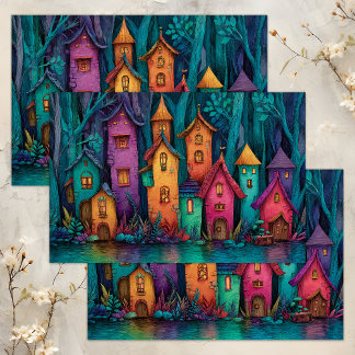 KLEURRIJKE SPROOKJESDORP DECOUPAGE WEEFSELPAPIER TISSUEPAPIER