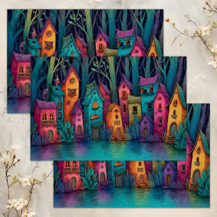 KLEURRIJKE SPROOKJESDORP DECOUPAGE WEEFSELPAPIER TISSUEPAPIER