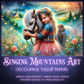 Kleurrijke Sprookjespaard en Bloemenmeisje Decoupa Tissuepapier