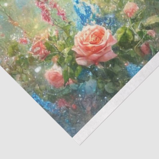 Kleurrijke Sprookjespaard en Bloemenmeisje Decoupa Tissuepapier (Detail)