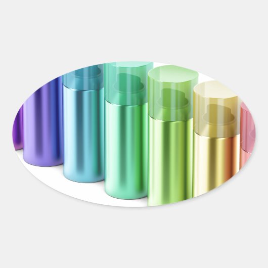 Kleurrijke spuitbussen voor aerosolen ovale sticker (Voorkant)