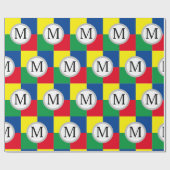 Kleurrijke Squares Custom Monogram Initiaal Cadeaupapier (Vlak)