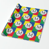 Kleurrijke Squares Custom Monogram Initiaal Cadeaupapier (Uitgerold)