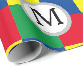Kleurrijke Squares Custom Monogram Initiaal Cadeaupapier (Rol Hoek)